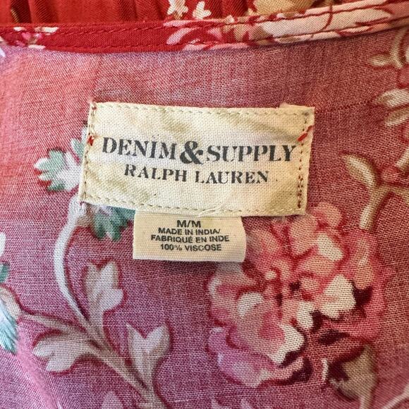 Ralph Lauren Denim & Supply Red Floral Long Sleeved V-Neck Mini Dress sz M - Picture 6 of 8